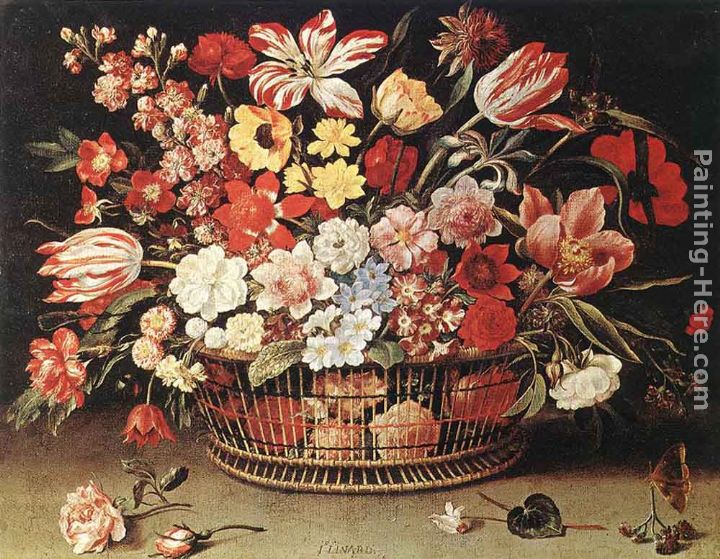 Basket of Flowers painting - Jacques Linard Basket of Flowers art painting